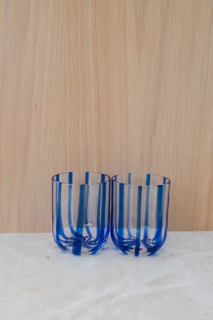 Mykonos Stripe Tumbler Glass, 2P