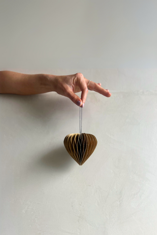 Golden Sand Heart Paper Ornament